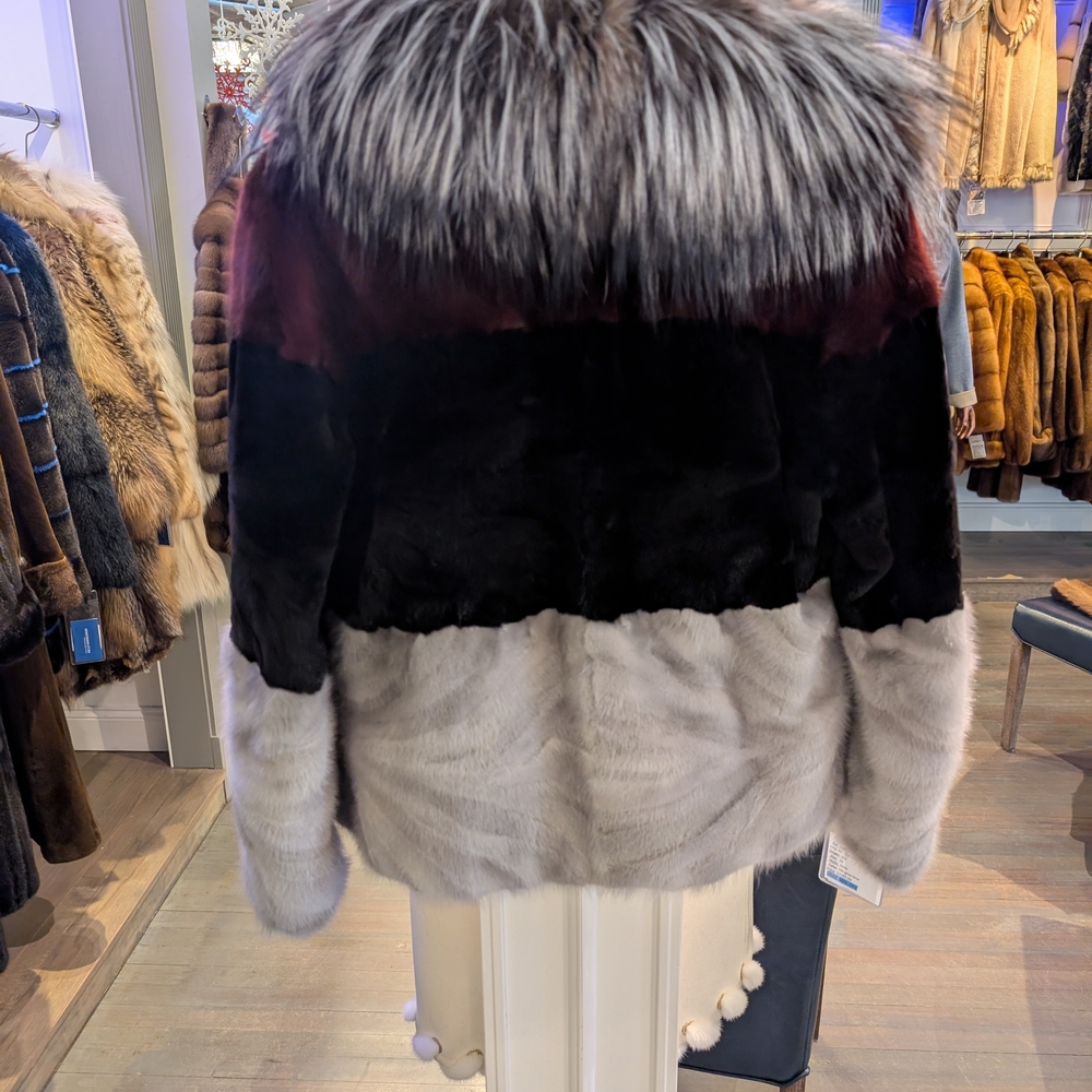 Elegant Women's Black and Gray Teddy Jacket